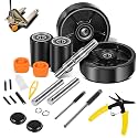 Fit for Crown PTH50 Pallet Jack/Truck Full Wheel Replacement Kit, Pair Steering Wheels 7" x 2", Pair Front Load Roller 2.76"x 3.74", with Pre-Installed Bearings, Axles, PU Tread, Pins, Entry Roller