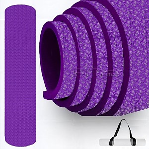 lightweight multipurpose 6mm thick non slip exercise yoga mat for yoga pilates and home workout for men amp women gym workout and yoga exercise with shoulder strap purple
