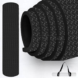 lightweight multipurpose 8mm thick non slip exerciseyoga mat for yoga pilates and home workout for men amp women gym workout and yoga exercise with shoulder strap black