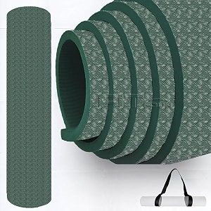 lightweight multipurpose 8mm thick non slip exercise yoga mat for yoga pilates and home workout for men amp women gym workout and yoga exercise with shoulder strap navy green