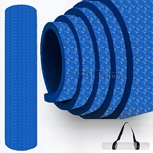 lightweight multipurpose 8mm thick non slip exercise yoga mat for yoga pilates and home workout for men amp women gym workout and yoga exercise with shoulder strap blue