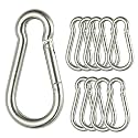 Fit Fusion® Snap Hook Lock for Climbing, GI Snap Carabiner (Silver), Outdoor Sports Carabiner Spring Clips Hook (10MM, 10)