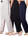 Fit N Fame Pack of 3 Cotton Night Dress Pyjama/Pyjami for Women Comfort For M To XL Set Of 3 Women Pyjama