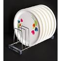 Stainless Steel Coating THALI Rack/Plate Rack/Plate Stand/STANDUM Rack with 9 Sections (for 20 INCH Tandem Basket)(18.5 INCH Length)(Size:-L*W*H=18.5 * 6.4 * 8 INCH)