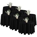 Fitable 6 Pack Black Round Tablecloths 90 Inch for 36"-72" Tables