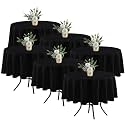 Fitable 6 Pack Black Round Tablecloths 70 Inch for 36"-48" Tables