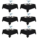 Fitable 6 Pack Black Square Tablecloths 70x70 Inch for 2-4 Ft Tables