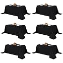Fitable 6 Pack Black Tablecloths 90x132 Inch for 6 Foot Rectangle Tables