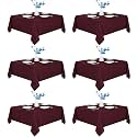 Fitable 6 Pack Burgundy Square Tablecloths 70x70 Inch for 2-4 Ft Tables