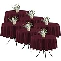 Fitable 6 Pack Burgundy Tablecloths 70 Inch Round for 36"-48" Tables
