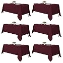 Fitable 6 Pack Burgundy Tablecloths 70x120 Inch for 6-8 Ft Rectangle Tables