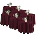 Fitable 6 Pack Burgundy Tablecloths 90 Inch Round for 36"-72" Tables