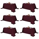 Fitable 6 Pack Burgundy Tablecloths 90x132 Inch for 6 Foot Rectangle Tables