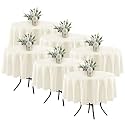 Fitable 6 Pack Ivory Round Tablecloths 70 Inch for 36"-48" Tables
