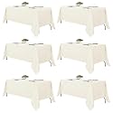 Fitable 6 Pack Ivory Tablecloths 70x108 Inch for 6 Foot Rectangle Tables