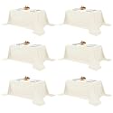 Fitable 6 Pack Ivory Tablecloths 90x132 Inch for 6 Foot Rectangle Tables