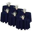 Fitable 6 Pack Navy Tablecloths 108 Inch Round for 36"-84" Tables