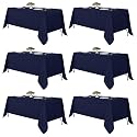 Fitable 6 Pack Navy Tablecloths 70x108 Inch for 6 Foot Rectangle Tables