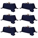 Fitable 6 Pack Navy Tablecloths 90x132 Inch for 6 Foot Rectangle Tables