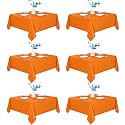 Fitable 6 Pack Orange Square Tablecloths 70x70 Inch for 2-4 Ft Tables