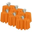 Fitable 6 Pack Orange Tablecloths 108 Inch Round for 36"-84" Tables