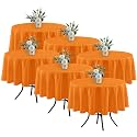 Fitable 6 Pack Orange Tablecloths 70 Inch Round for 36"-48" Tables