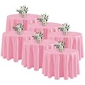 Fitable 6 Pack Pink Tablecloths 120 Inch Round for 48"-96" Tables