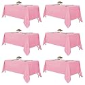 Fitable 6 Pack Pink Tablecloths 70x120 Inch for 6-8 Ft Rectangle Tables