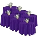 Fitable 6 Pack Purple Tablecloths 108 Inch Round for 36"-84" Tables