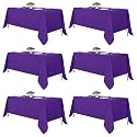 Fitable 6 Pack Purple Tablecloths 70x108 Inch for 6 Foot Rectangle Tables