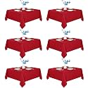 Fitable 6 Pack Red Square Tablecloths 70x70 Inch for 2-4 Ft Tables