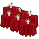 Fitable 6 Pack Red Tablecloths 120 Inch Round for 48"-96" Tables