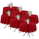 Fitable 6 Pack Red Tablecloths 70 Inch Round for 36"-48" Tables