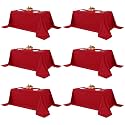Fitable 6 Pack Red Tablecloths 90x132 Inch for 6 Foot Rectangle Tables