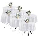 Fitable 6 Pack White Round Tablecloths 70 Inch for 36"-48" Tables