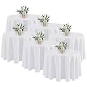 Fitable 6 Pack White Round Tablecloths 90 Inch for 36"-72" Tables