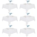 Fitable 6 Pack White Square Tablecloths 70x70 Inch for 2-4 Ft Tables