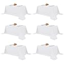 Fitable 6 Pack White Table Cloths 90x132 Inch for 6 Foot Rectangle Tables