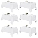 Fitable 6 Pack White Table Cloths 70x108 Inch for 6 Foot Rectangle Tables