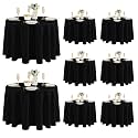 Fitable 8 Pack Black Round Tablecloths 120 Inch for 48"-96" Tables