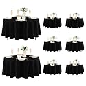 Fitable 8 Pack Black Round Tablecloths 70 Inch for 36"-48" Tables