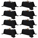 Fitable 8 Pack Black Tablecloths 90x132 Inch for 6 Foot Rectangle Tables
