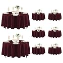 Fitable 8 Pack Burgundy Tablecloths 84 Inch Round for 36"-60" Tables