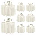 Fitable 8 Pack Ivory Round Tablecloths 120 Inch for 48"-96" Tables