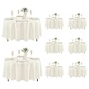 Fitable 8 Pack Ivory Round Tablecloths 84 Inch for 36"-60" Tables