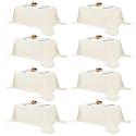 Fitable 8 Pack Ivory Tablecloths 90x132 Inch for 6 Foot Rectangle Tables