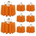 Fitable 8 Pack Orange Tablecloths 120 Inch Round for 48"-96" Tables