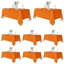 Fitable 8 Pack Orange Tablecloths 60x102 Inch for 6 Ft Rectangle Tables