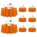 Fitable 8 Pack Orange Tablecloths 84 Inch Round for 36"-60" Tables
