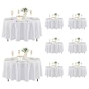Fitable 8 Pack White Round Tablecloths 70 Inch for 36"-48" Tables